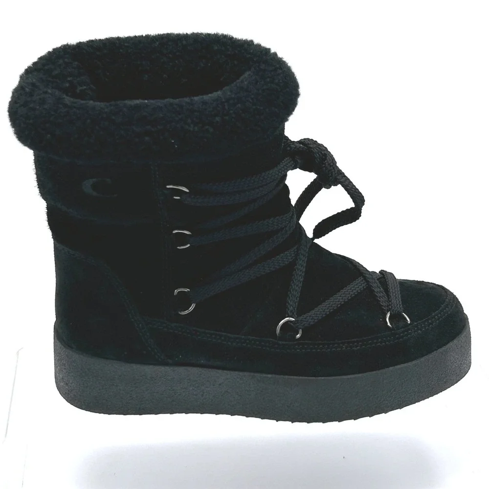 La Canadienne Size 36 US 5.5 Black Suede Shearling Platform Boots NEW Emery $395